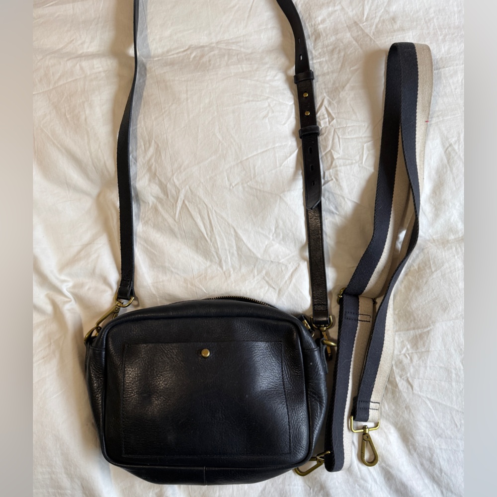 Madewell Camera Black Leather Crossbody Bag